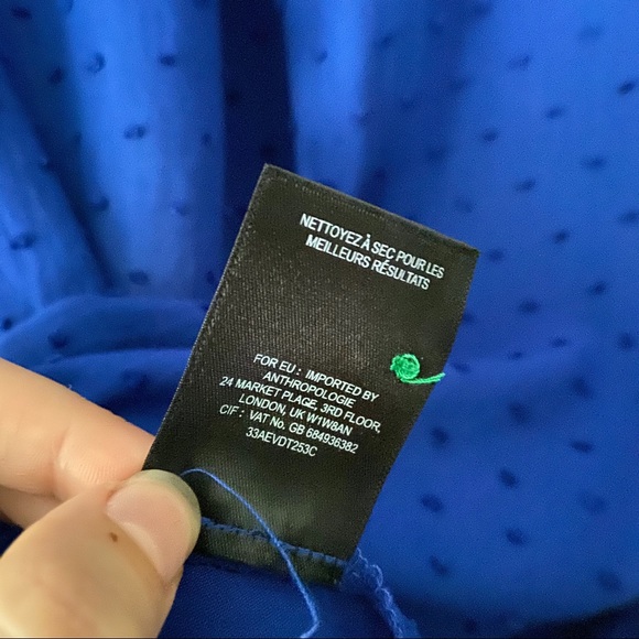 Anthropologie Postmark Louisa Blue Swiss Dot Top 2 - Picture 6 of 6